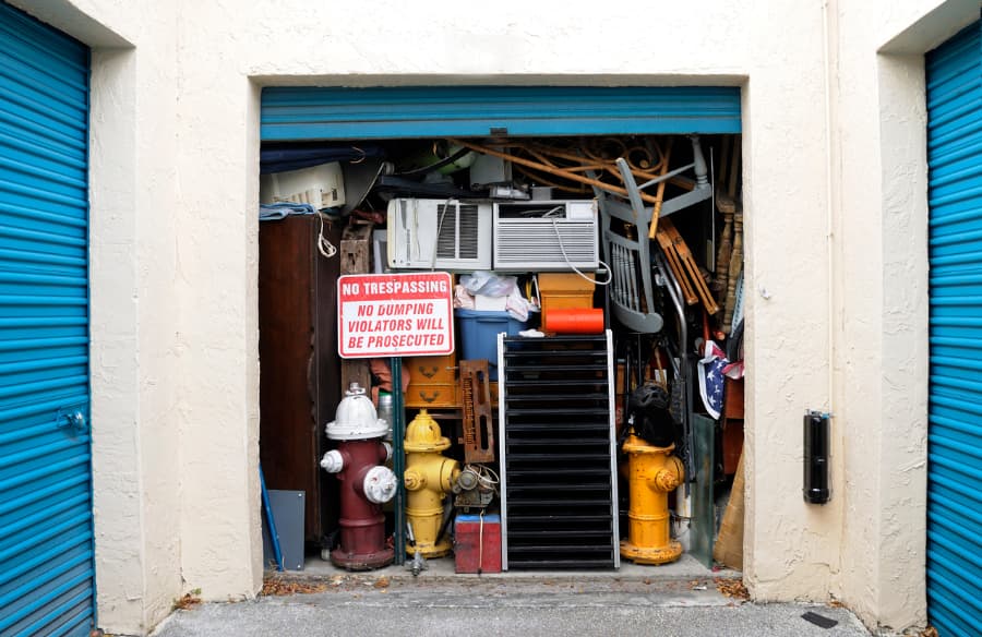 Disorganized and overflowing storage unit